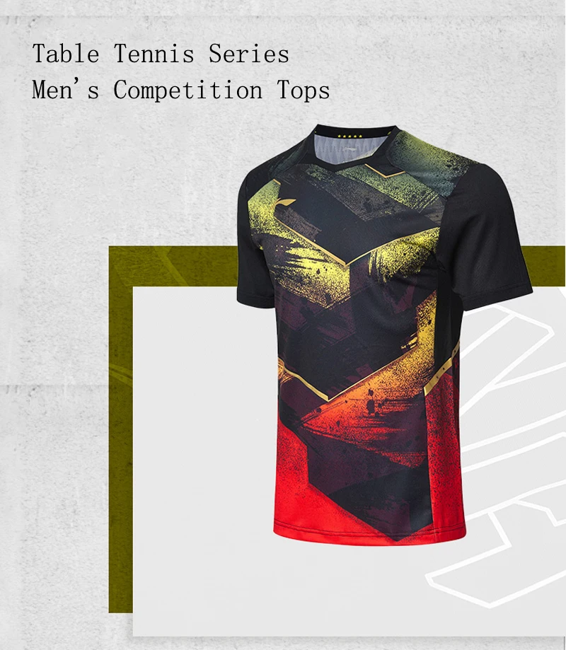 Li-Ning, Мужская футболка для настольного тенниса, для сухой команды, спонсора, дышащая подкладка, для соревнований, спортивные футболки, топы, AAYN297 MTS2903