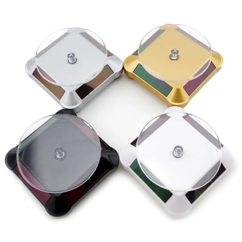 

Solar Showcase 360 Degrees Rotating Turntable Watches Phone Jewelry Display Stand LED Light