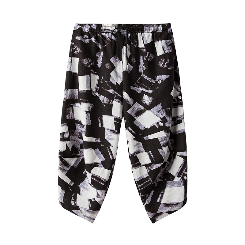 

Men Loose Harem Pants Print Chinese Style Casual Pants Mens 2021 New Cotton Linen Trousers Male Oversize Jogging Pants 5XL