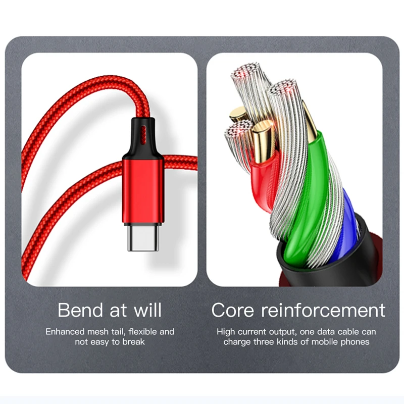 

3 in 1 USB Cable for iPhone 12 Pro Max Charger Fast Charging Micro USB Type C Cable for Xiaomi 8 Pin for Lightning Cable Cord