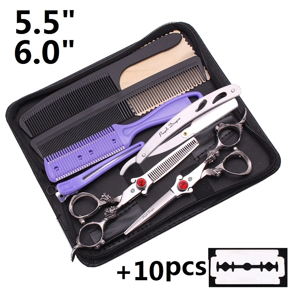 5.5 6 Inch Silver Professional Hairdressing Hair Scissors Hair Cutting Scissors Barber Thinning Scissors Set Barbershop Y9217
