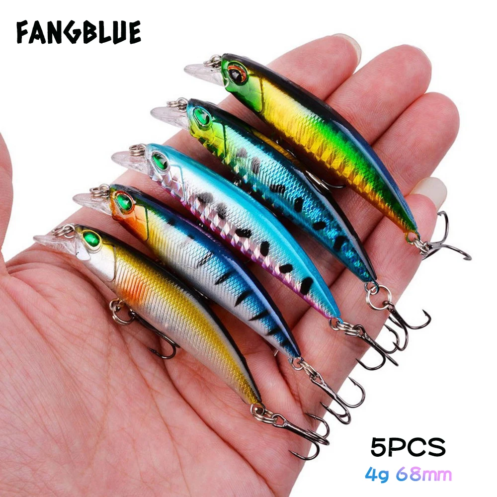 

5 шт. Minnow приманки для ловли рыбы, 6,8 см 4g воблеры Topwater жесткая искусственная приманка тройные Крючки 5 цветов для профессиональный рыболовны...