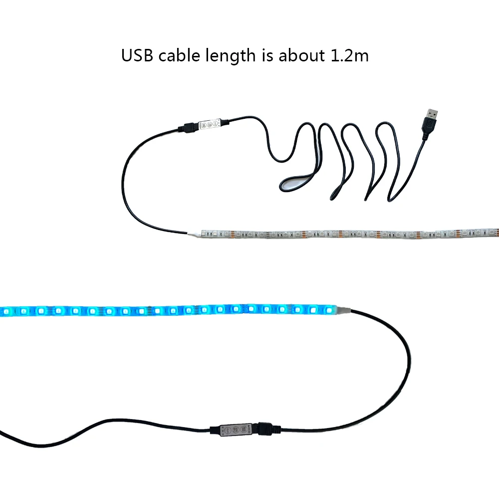 Контроллер RGB 5 В 3 клавиши 7 цветов USB длина 120 см подходит для ТВ игровых столов и т.