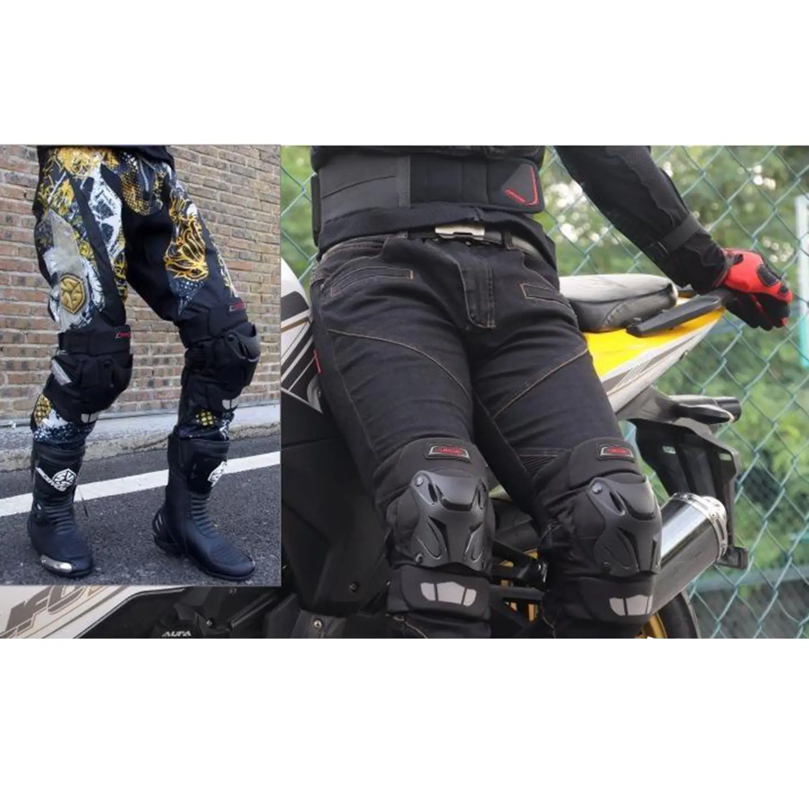 

2 Pieces Adjustable Motorcycle Knee Pads Guards Racing Off road Protection for Adults