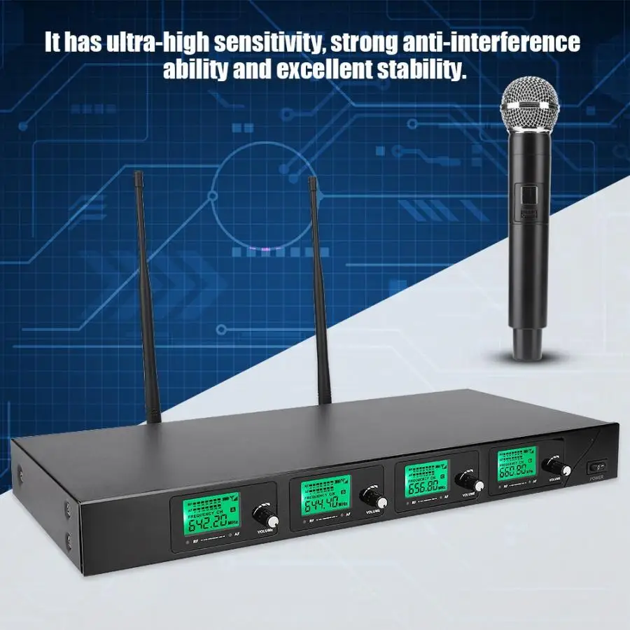 4 канала микрофон беспроводной карманный для большой конференции UHF 615 9 МГц 664 2 100