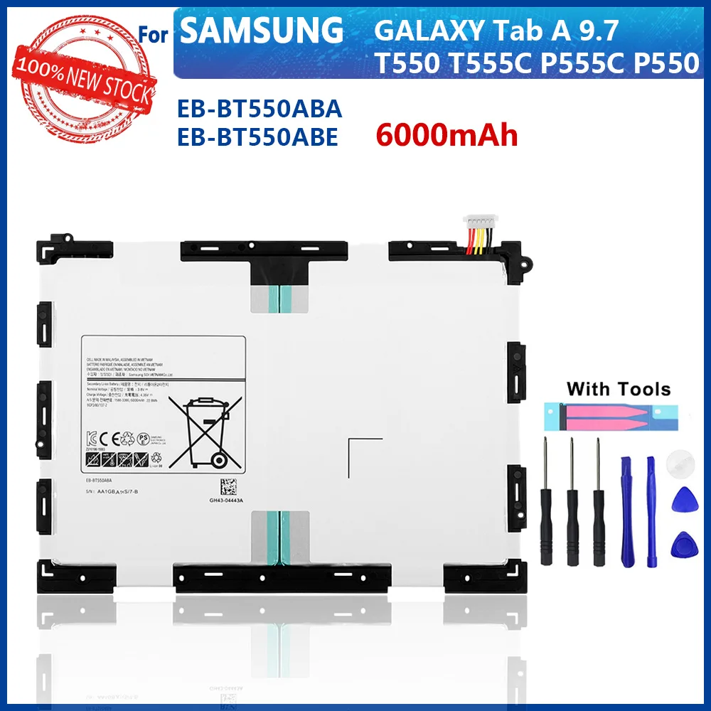 

100% Original 6000mAh EB-BT550ABA EB-BT550ABE Tablet Battery For Samsung GALAXY Tab A 9.7 T550 T555C P555C P550 With Tools