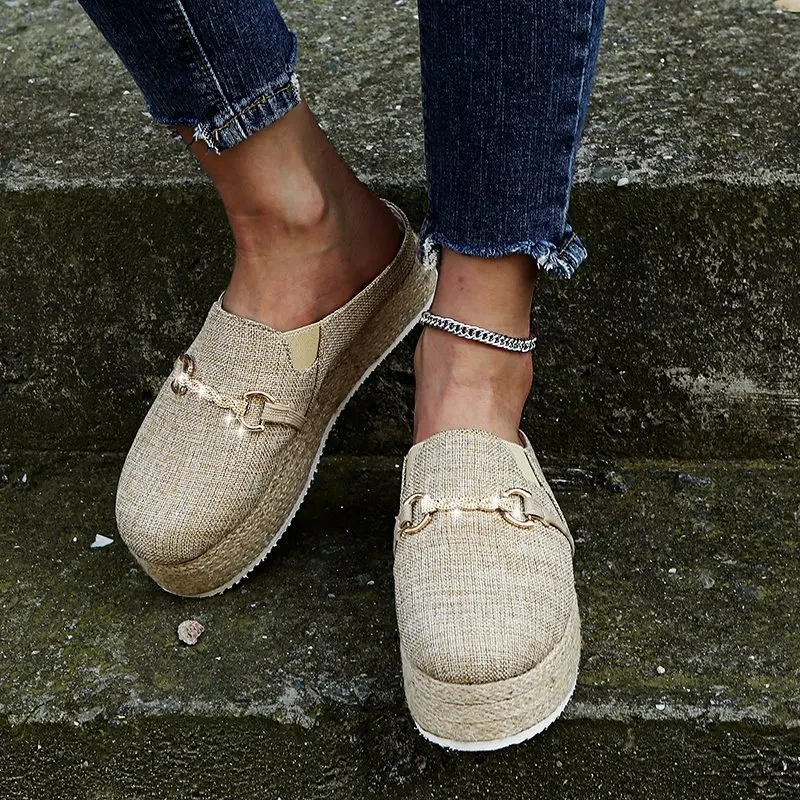 

Fashion Women Espadrilles Platform Shoes Slip on Flat Loafers Summer Casual Walking Shoes Ladies Canvas Casual Shoes