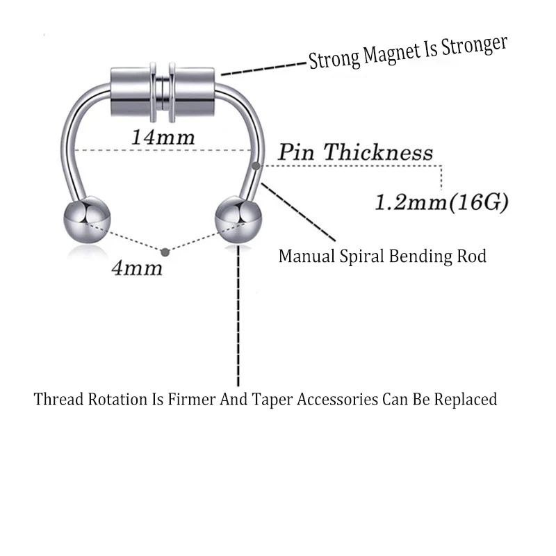 Кольцо кольцо для носа из нержавеющей стали унисекс в стиле панк|Украшения тела| |