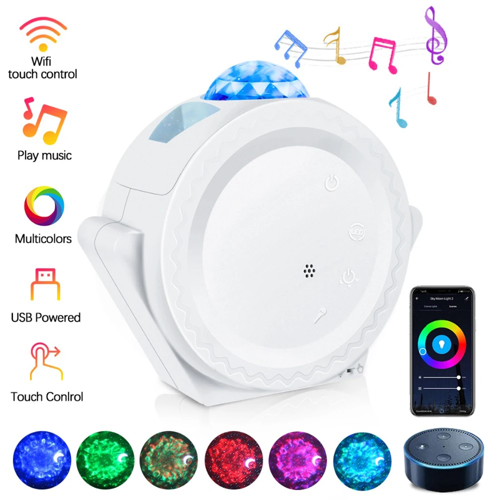Светодиодный проектор звездного неба луна звезда облако Bluetooth ночная лампа