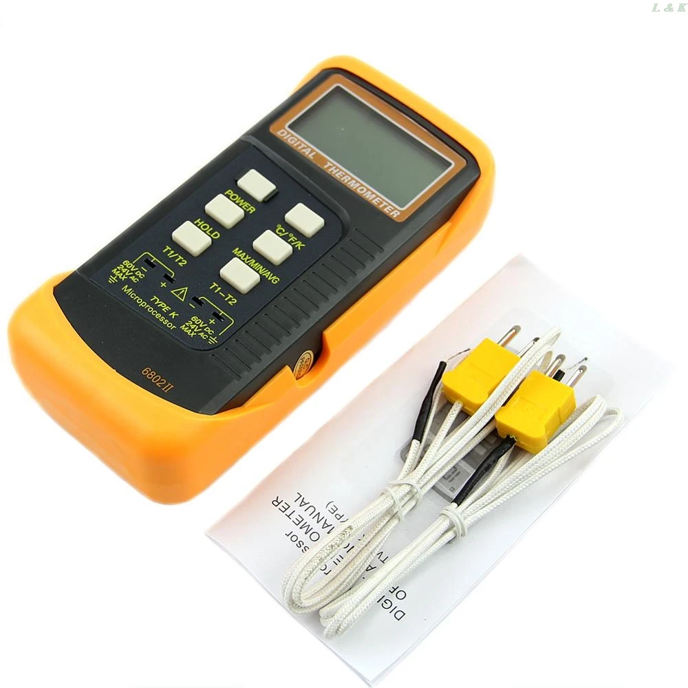 Двухканальный цифровой термометр 2 K-Type датчик термопары 1300C 2372F M04 Прямая поставка