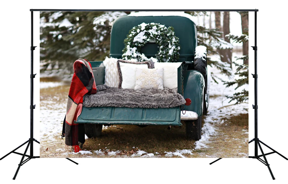 Фон для студийной фотосъемки с изображением заснеженного винтажного