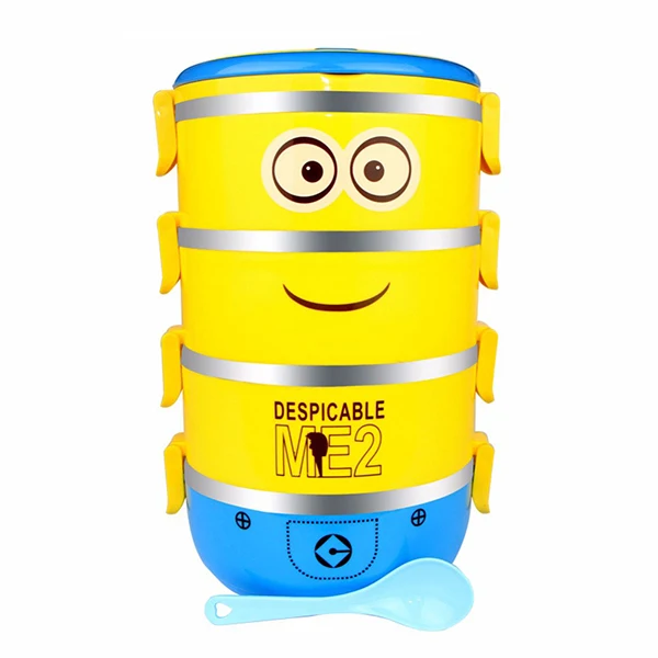 4 layer yellow TenBroman Ланч-бокс из нержавеющей стали для детей, Детский Школьный Ланч-бокс, контейнеры для еды, ланчбокс для детей, милый для детей - Цвет: 4 layer yellow