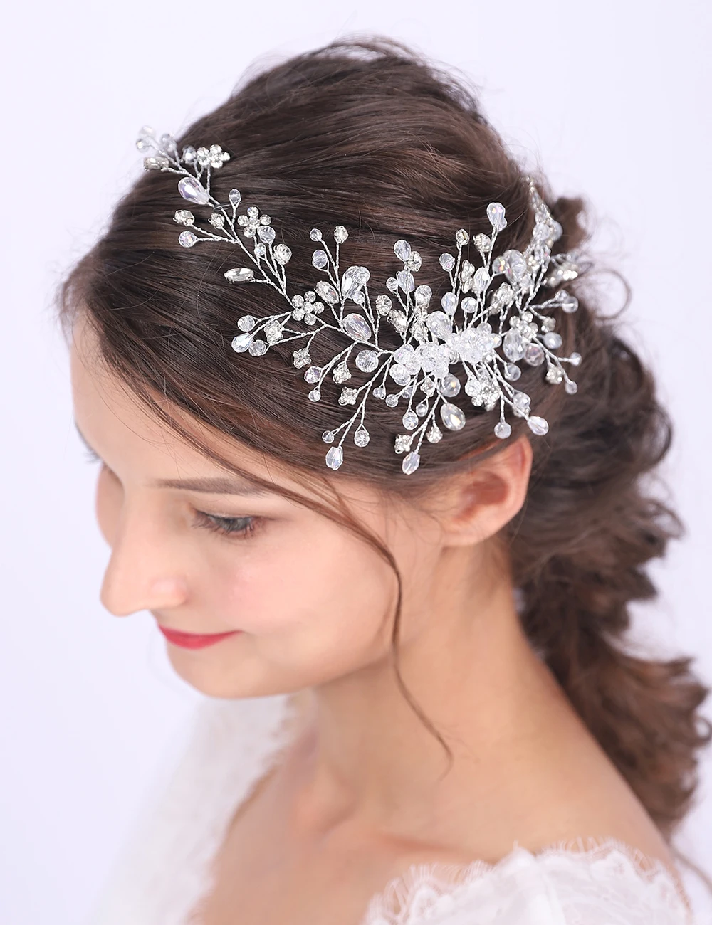 Серебряная розовая Золотая свадебная головная повязка блестящие стразы