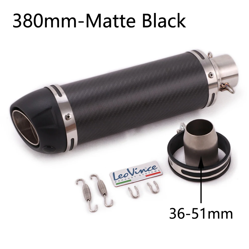 380mm-Matte Black Универсальный мотоциклетный глушитель выхлопной трубы питбайк спасательный горшок для проекта для Yamaha XT 600 FZ6 MT03 R6 ER6N Z750 - Цвет: 380mm-Matte Black