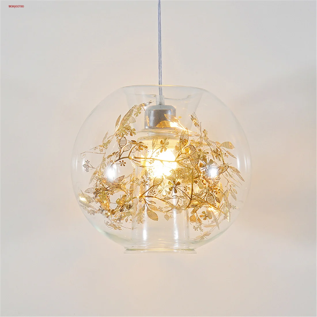 

Postmodern Designer Glass Gold Leaf Led Pendant Lights For Dining Room Bar Counter Industrial Suspension Luminaire Loft Decor