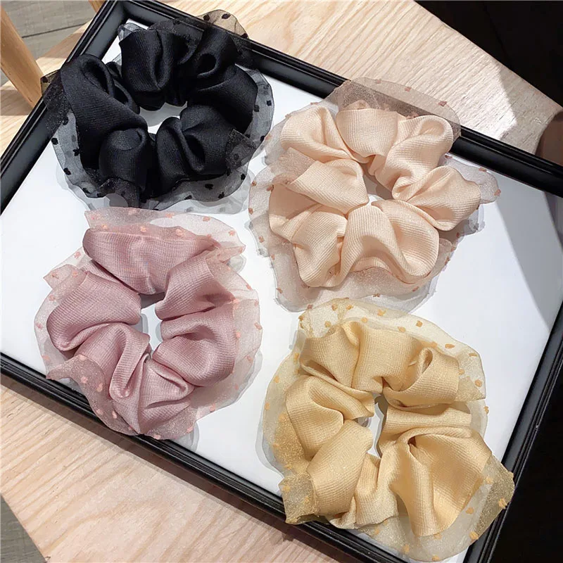 

Oversized Women Hair Bands Hair Accessories Chiffon Scrunchies for Girls Lace Dot Hair Tie Elastics Women Ponytail Headbands