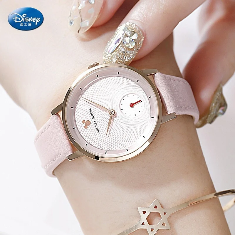 Disney Mickey Mouse Women Quartz Watch 3Bar Waterproof Simple Fashion Cute Round Leather Strap Watches Gift Alloy Buckle | Наручные часы