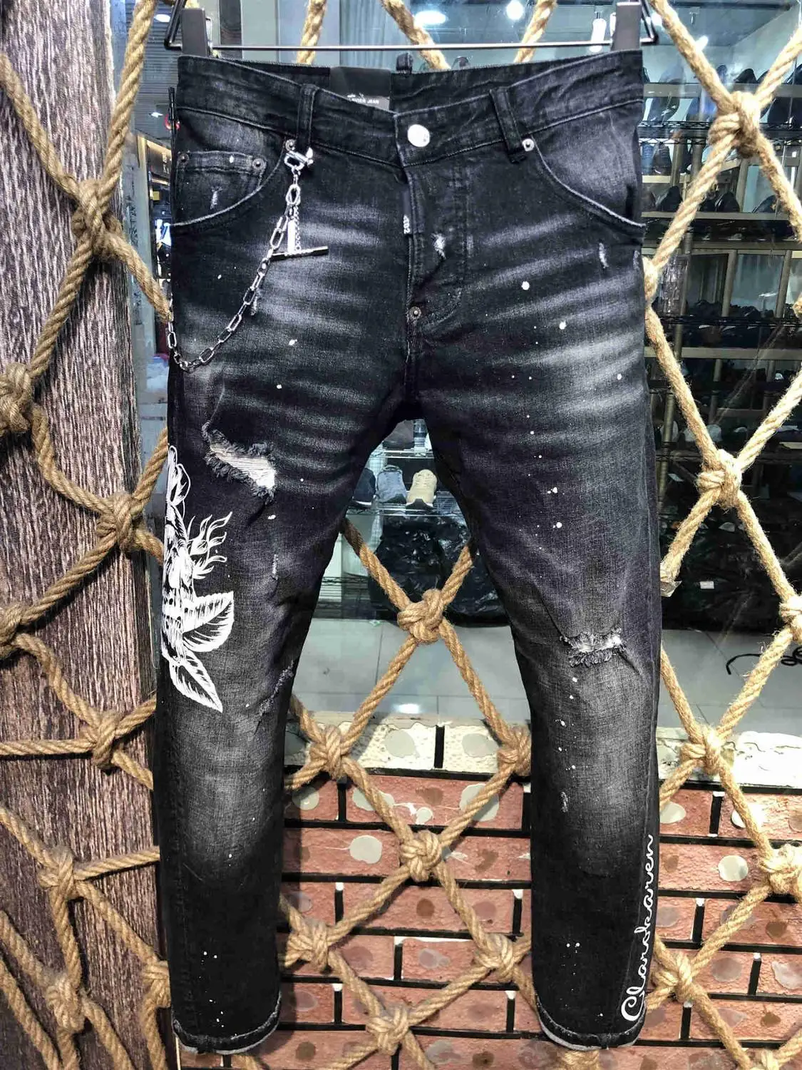 Новые мужские джинсы Рваные для мужчин обтягивающие DSQ брюки на пуговицах