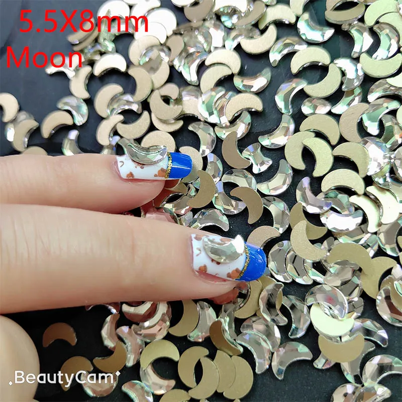 Большая упаковка 1000 шт. Супер Блестящие Стразы для ногтей в форме Луны 5 5x8 мм