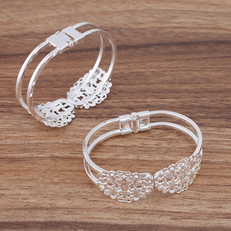 50 шт. женский браслет с филигранной настройки полые Цветочный ободок баз в стиле