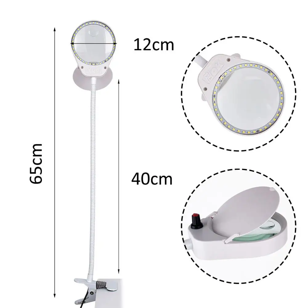 Увеличительное стекло 3X 5X USB со светодиодной подсветкой Гибкая Настольная лампа