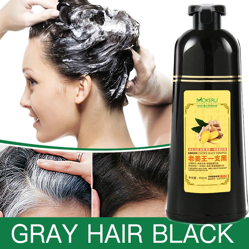 

Mokeru Ginger shampoo Herbal Non Allergic Natural Fast Blacking Gray Hair Dye Black Shampoo Dye For White Hair Coloring