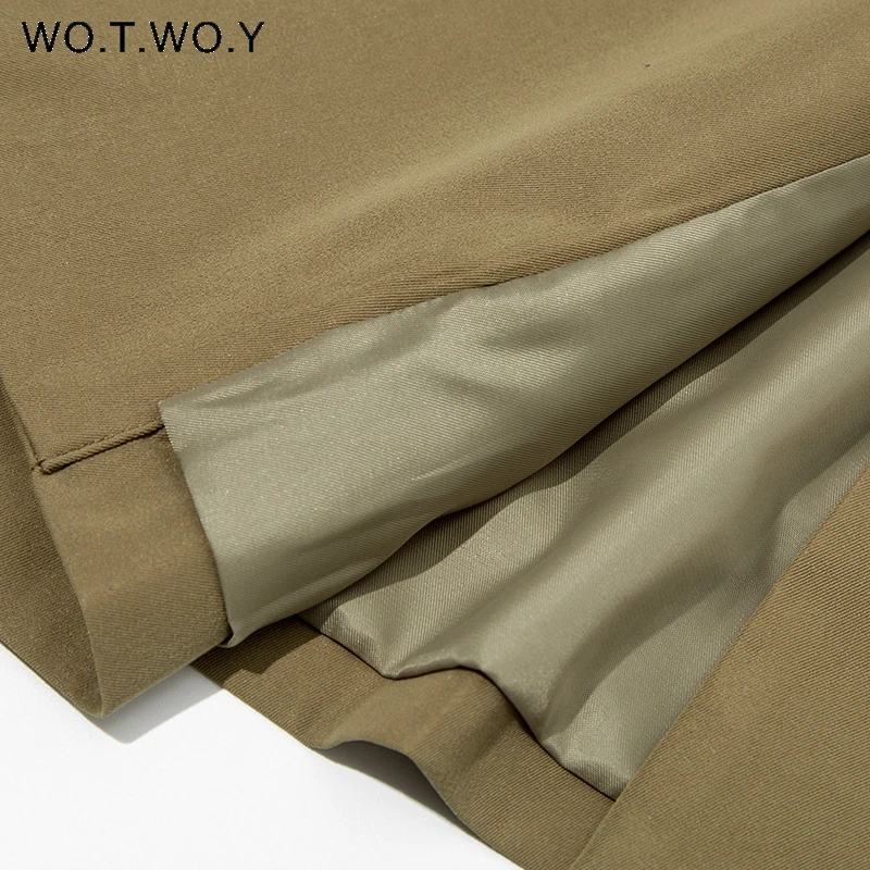 

WOTWOY Belted Slim Fit Double Breasted Trench Coat Women Autumn Winter Long Jacket Female Casual Outwear Solid Windbreaker 2021