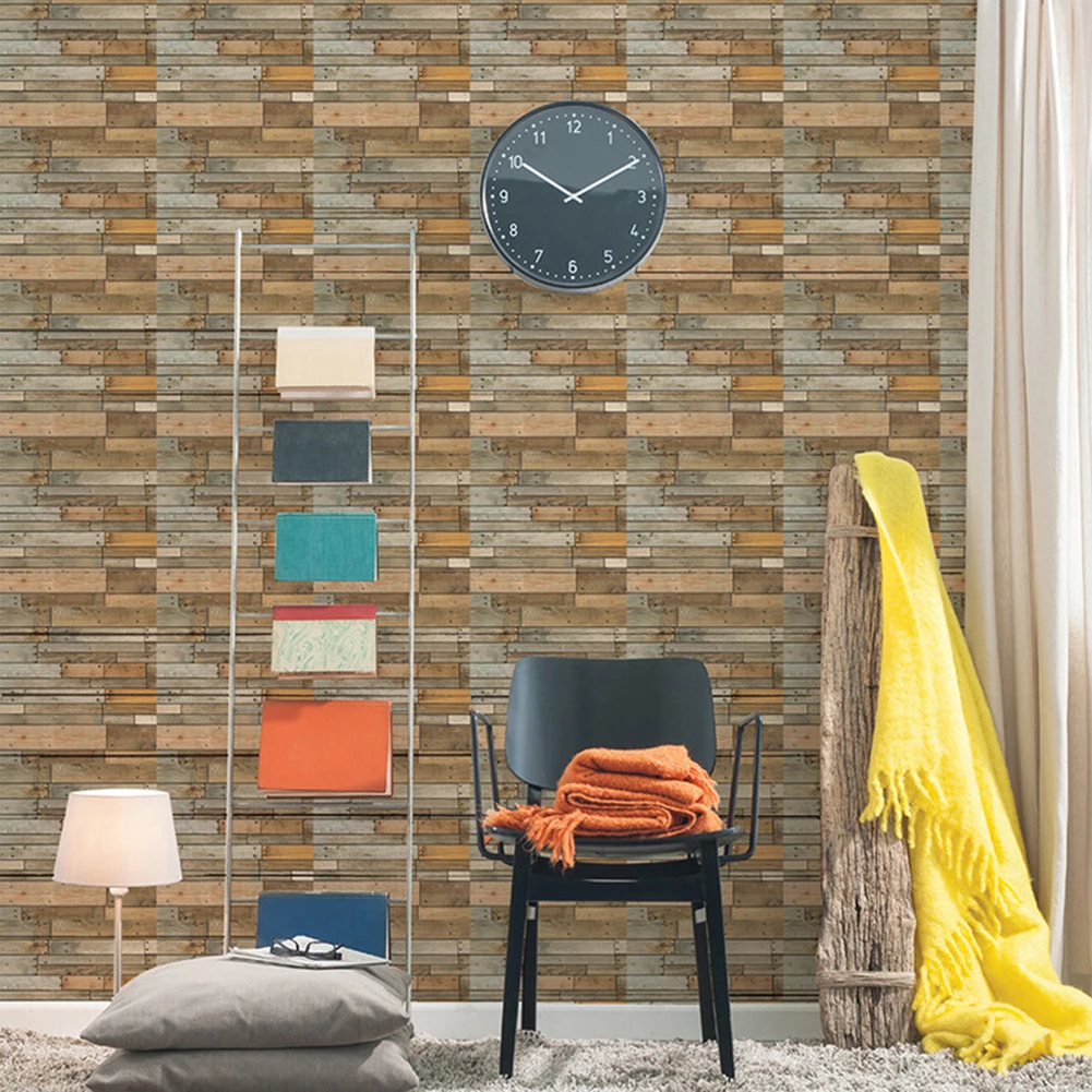 3D ПВХ винтажный кирпич деревянный камень шестигранная Настенная Наклейка для