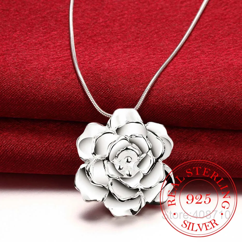 925 Sterling Silver Lotus Necklaces &amp Pendants For Women Elegant Flower Short Necklace Fine Jewelry Bijous | Украшения и