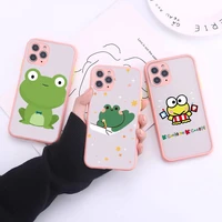 cute frog phone case transparent matte for iphone 7 8 11 12 s mini pro x xs xr max plus cover shell