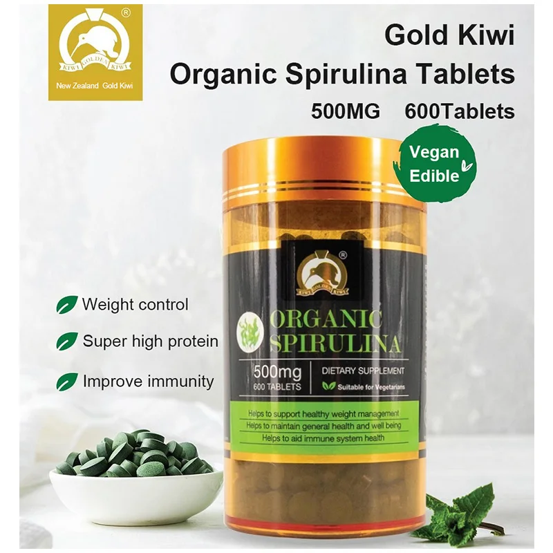 NewZealand Gold Kiwi Organic Spirulina for Eye Health 500mg 600 Tablets Resist Radiation Protecting Eyesight Organic Spirulina