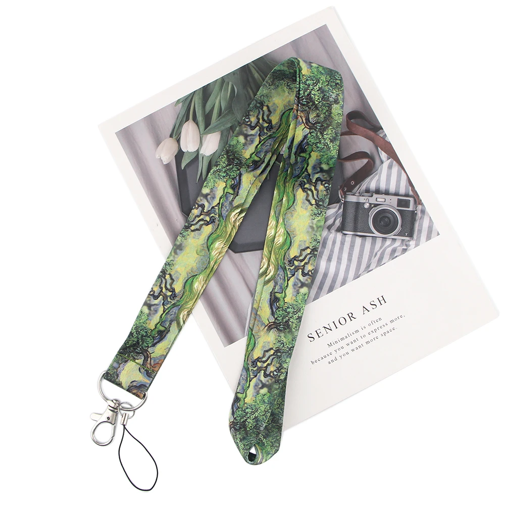 20pcslot ad449 patchfan vangogh art lanyard keychains badge id lanyards mobile phone rope key lanyard neck straps accessories free global shipping