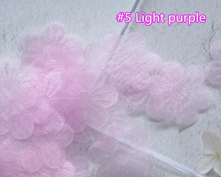 5 Light purple 100 шт прозрачные снежные пряжа цветок аксессуары ручной работы свадебная вуаль декоративные тюлевые цветы платье материал для изготовления RS2635 - Цвет: 5 Light purple