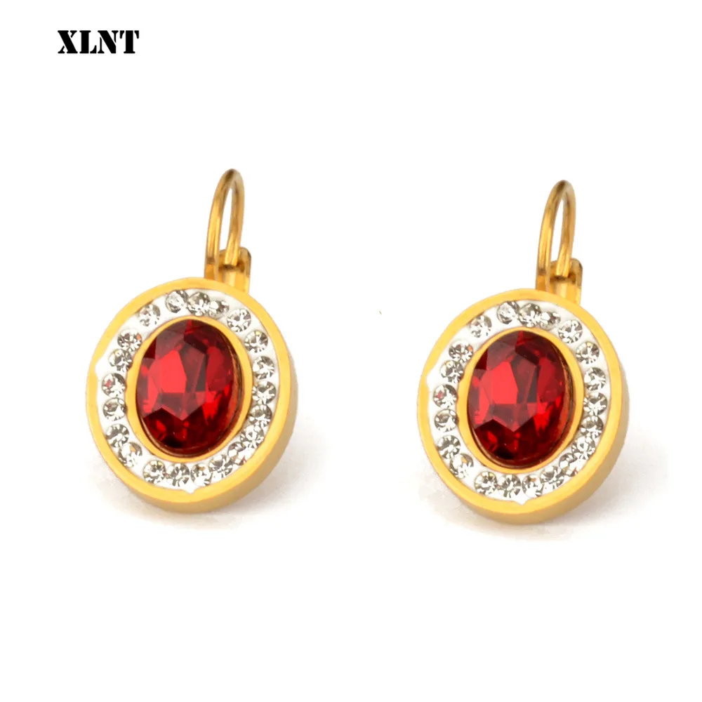 XLNT модный простой Красный австрийский кристаллический болтающийся серьги для