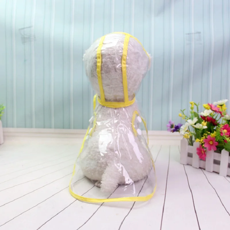 Dog raincoat costumes hooded Teddy small dogs pet kitten cats transparent clothes outdoor fashion waterproof in spring summer | Дом и сад