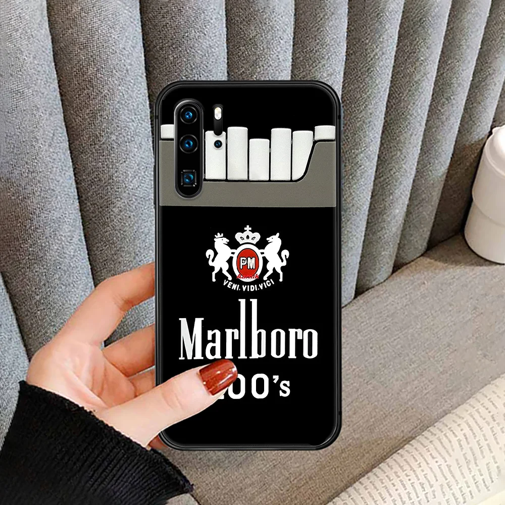 

cigarette brand marl-boro Phone case cover For Huawei P Mate Smart 10 20 30 40 Lite Z 2019 Pro black black waterproof soft funda