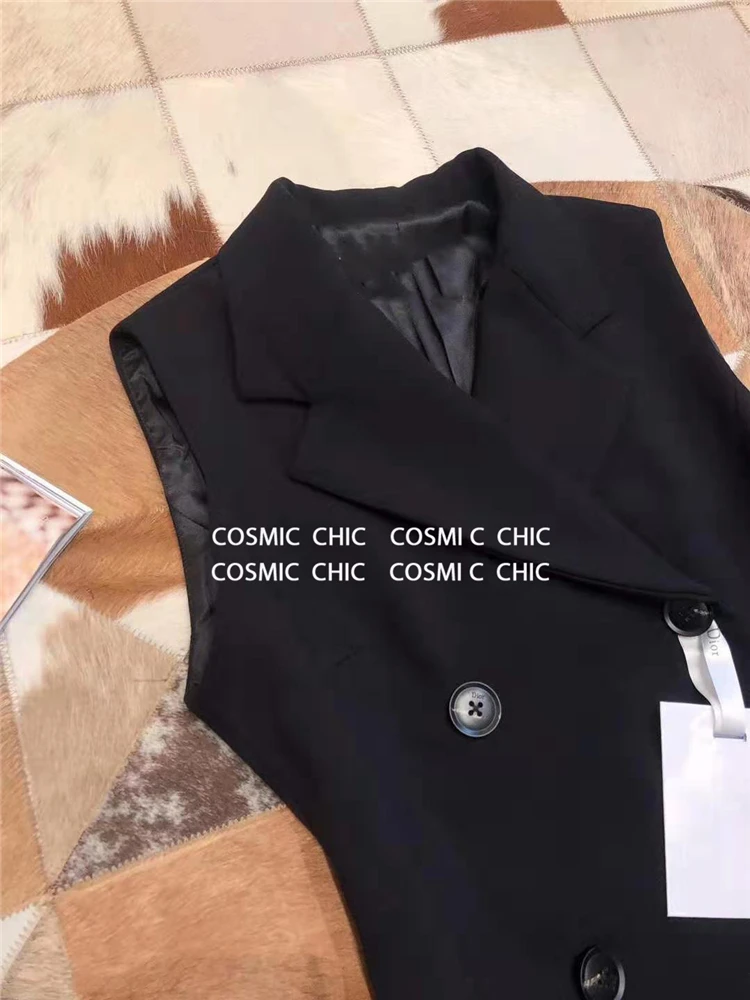 Comicchic женское офисное осенне-зимнее платье Doule Button Blazers короткие платья без рукавов модное платье-жилет Vestidos