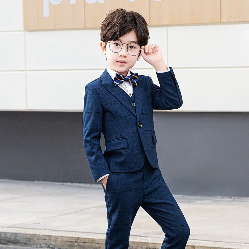 

Children's Suit Handsome British Three Piece Flower Boys' Dress Children's Suit Boys' Piano Performance Dress