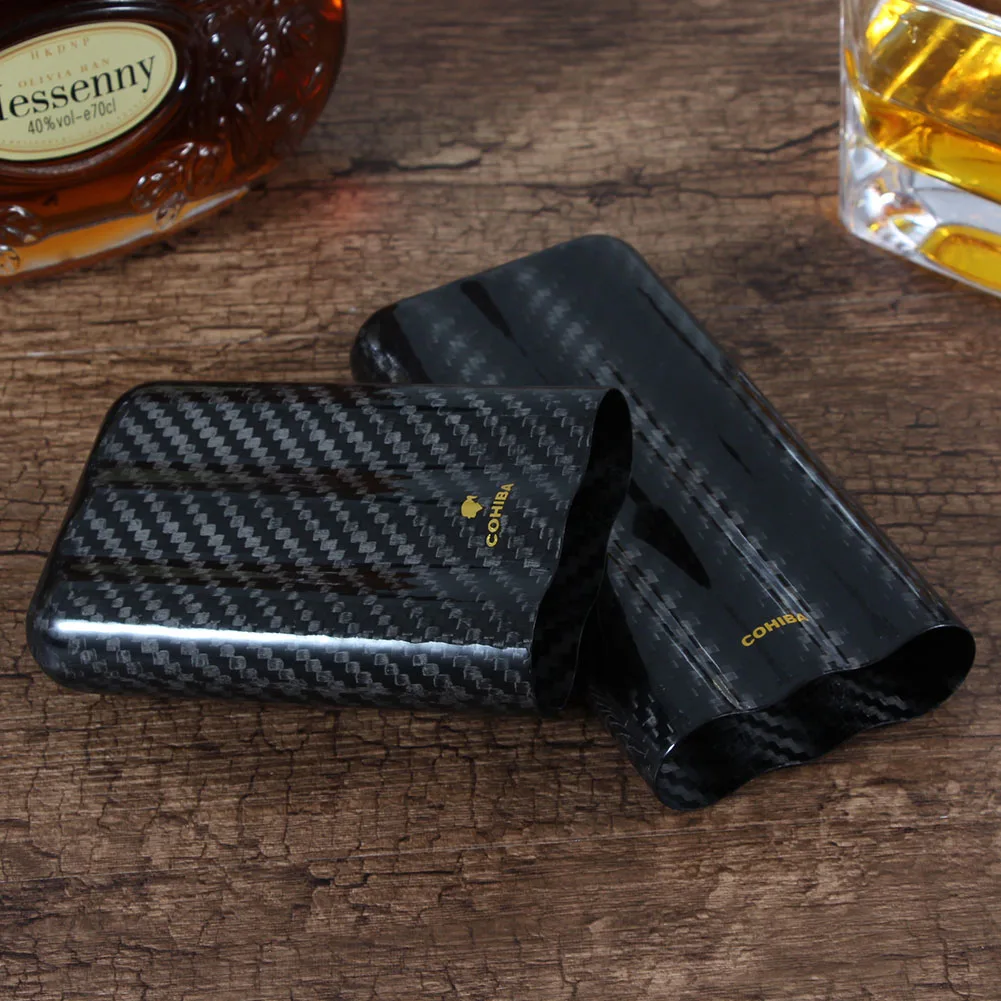 Углеродное волокно 2/3 чехол для сигар Humidor Роскошная портативная сигара Дорожный