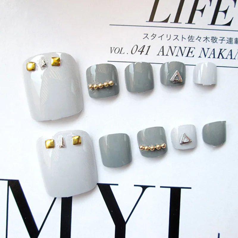 Модный Современный серый фальшивый пластырь для дизайна ногтей | Красота и