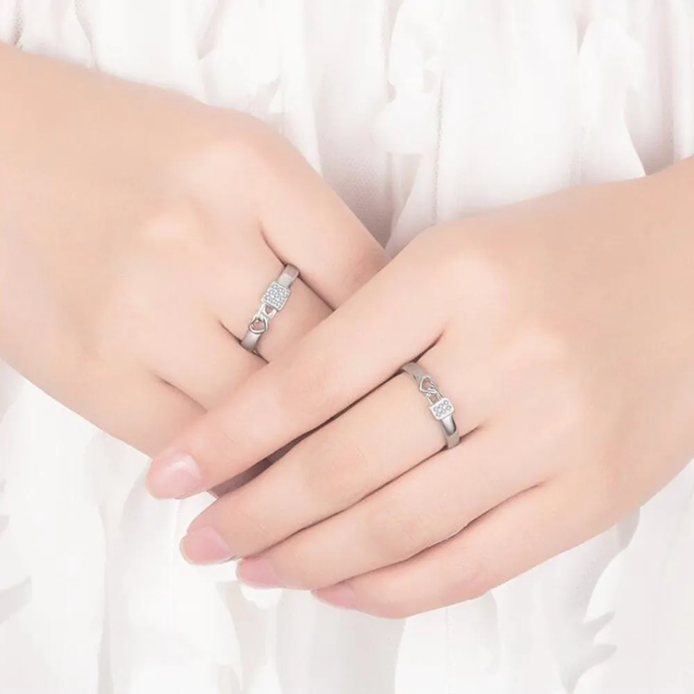 

925 Sterling Silver New High Quality Opening Couple Ring Retro Heart-shaped Engagement Cubic Zirconia Woman Man Jewelry