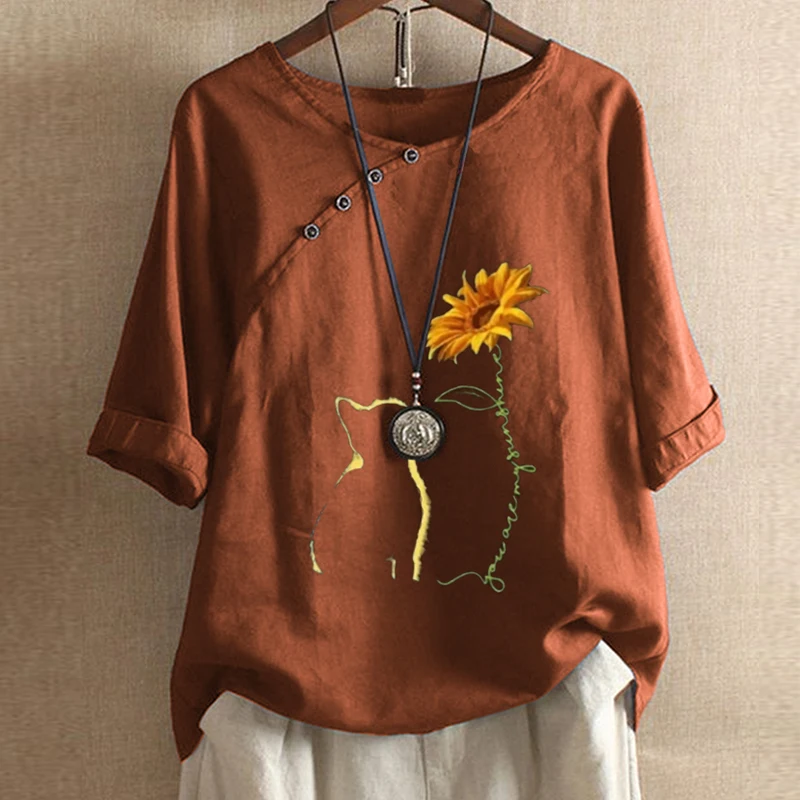 Повседневная блуза с рукавом в три четверти женские блузки и рубашки О-образным