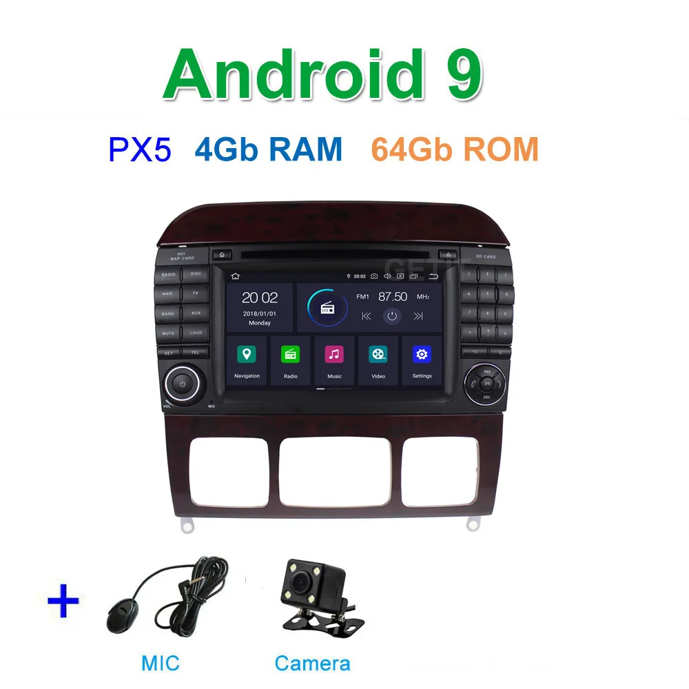 PX5 4G CAMERA DSP 64G PX6 Android 9 Автомобильный DVD стерео радиоплеер gps для Mercedes Benz S Class W215 W220 S320 S400 S420 S430 S280 S350 - Цвет: PX5 4G CAMERA