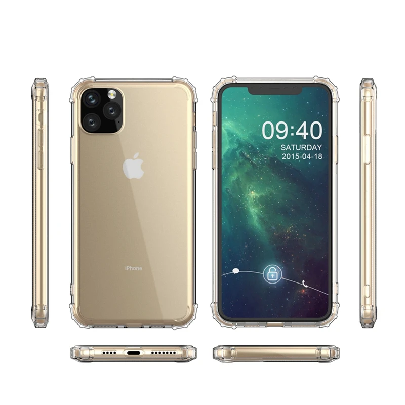 Противоударный ТПУ чехол для iphone 11 Pro Max прозрачная задняя крышка X XS XR 6 6s 7 8 Plus
