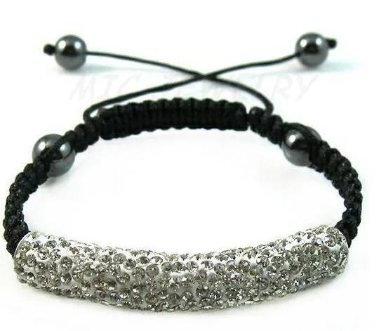 

Hot DHL Frkk9st 10mm Micro Pave Disco Ball Bead Bracelet Tube women men lot jewelry crystal