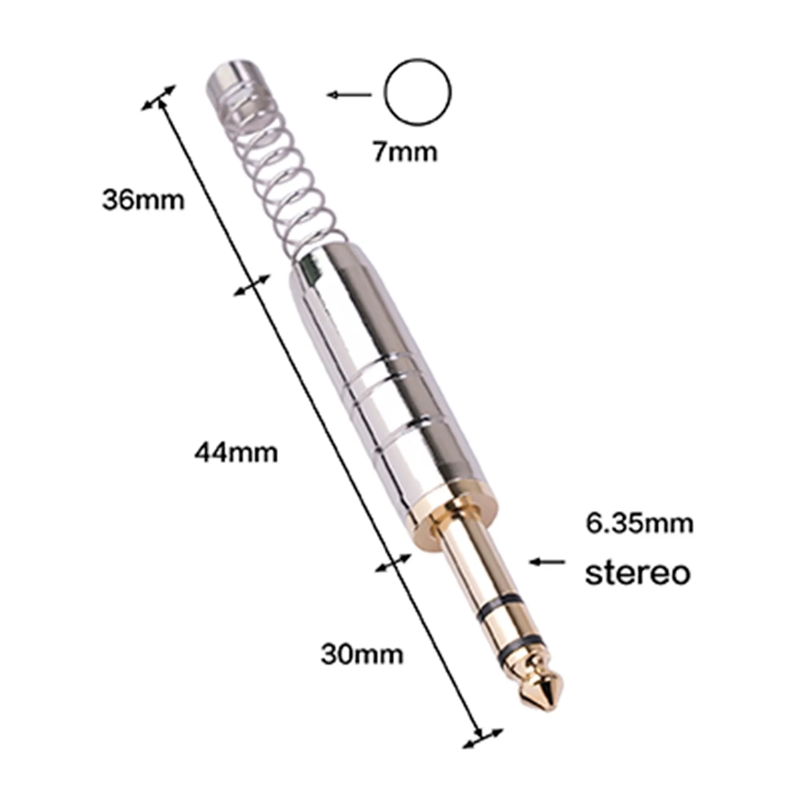 

New Metal Shell 6.35mm Gold-plated Head Stereo With Spring Diy Welding Plug Antioxidant Rear Buffer Spring Parts Replace