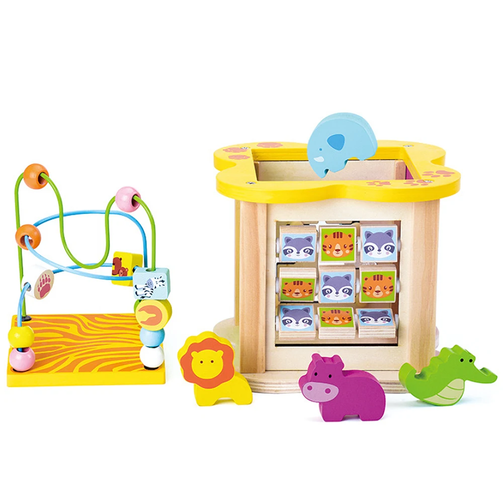 6 в 1 деревянные строительные блоки активный кубик бисера лабиринт многоцелевая