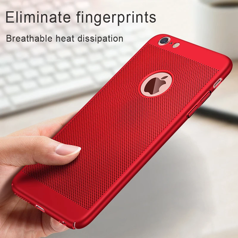 For iPhone 11 11Pro Max case Ultra Slim Grid Heat Dissipate Phone Case SE 6 S 6S 7 8 Plus X XS MAX XR Matte Hard Cover |