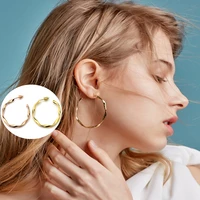 2022 new stainless steel hoop earrings large gold circle twist earrings for women prevent allergy accessories jewelry girls gift