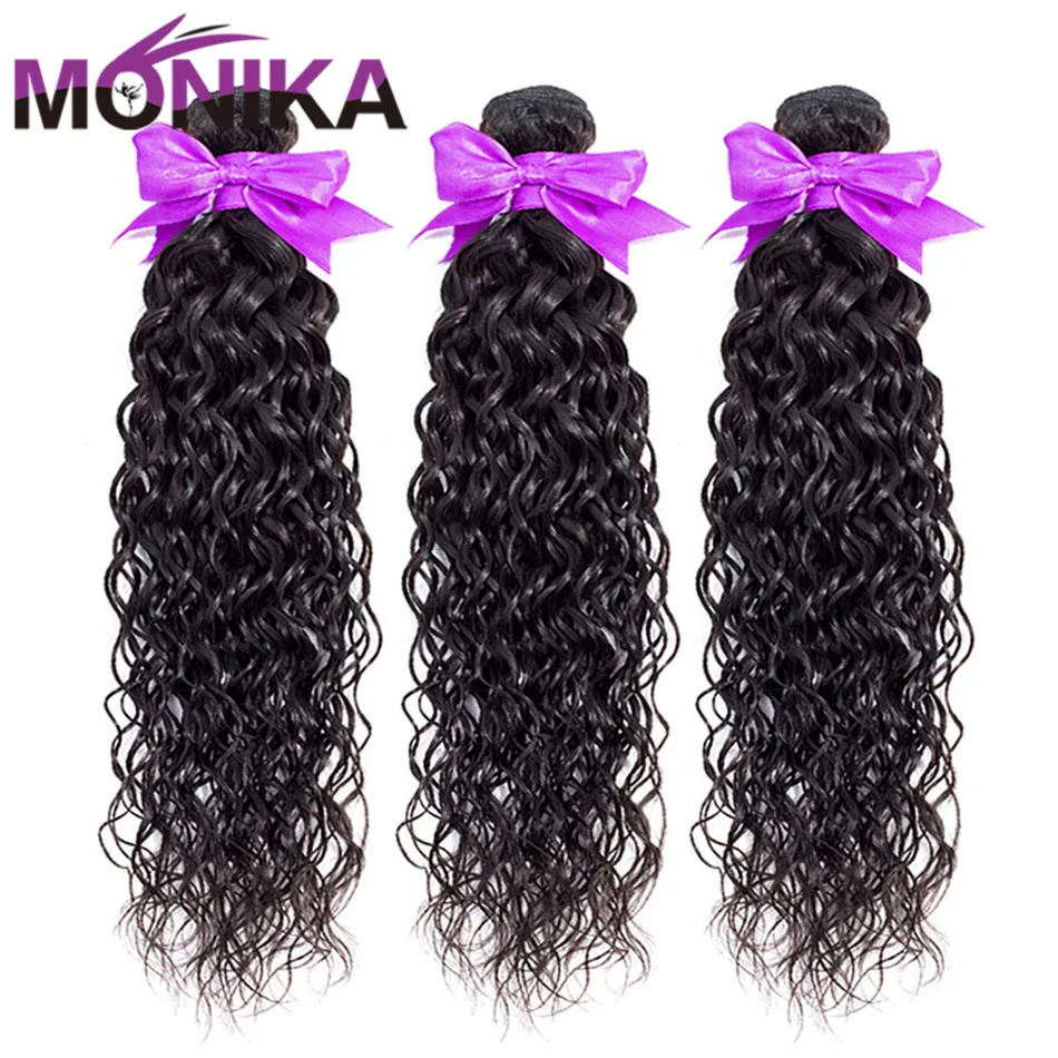 

Monika Peruvian Hair Water Wave Bundles 30 inch Bundles Human Hair Bundle Deals Non-Remy 4/3 Bundles Hair Weave Natural Color